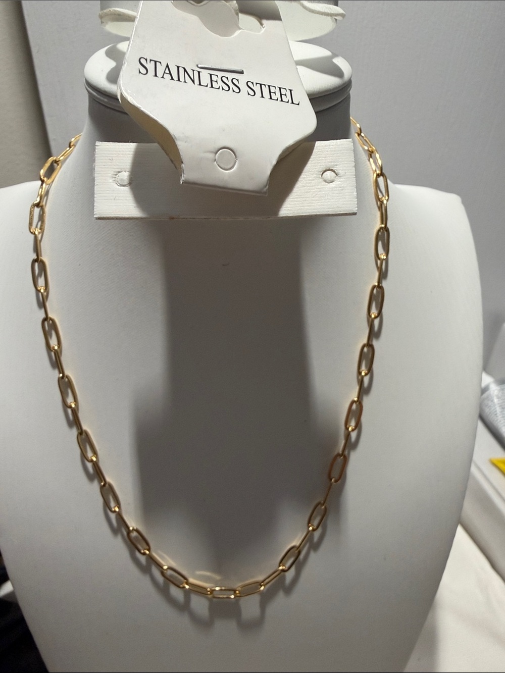 Plunder Gold over Stainless Steel Oval Link Necklace